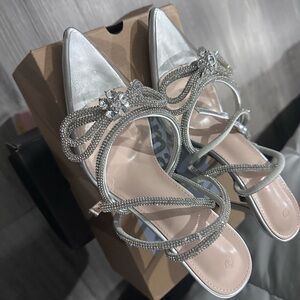 Elegant Silver Women's Heels size 9